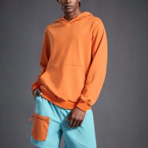 Men Kangaroo Pocket Hoodie & Colorblock Track Shorts, Athletic Suit, Tracksuit Workout Set - Image 6