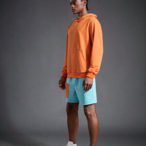 Men Kangaroo Pocket Hoodie & Colorblock Track Shorts, Athletic Suit, Tracksuit Workout Set - Image 7