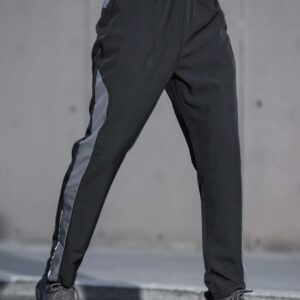 Boyfriend Style Men Contrast Panel Slant Pocket Sports Pants Fall Breathable Sweat-Wicking Lightweight Comfortable Running Muscle Minimalist Design Slim Fit For Workout Training Atheltic Wear - Image 3