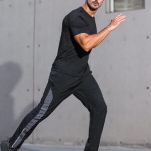 Boyfriend Style Men Contrast Panel Slant Pocket Sports Pants Fall Breathable Sweat-Wicking Lightweight Comfortable Running Muscle Minimalist Design Slim Fit For Workout Training Atheltic Wear - Image 5