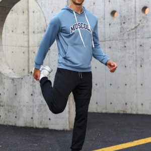 Men Letter Graphic Kangaroo Pocket Drawstring Sports Hoodie Men Sweatshirt - Image 6