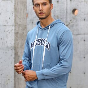 Men Letter Graphic Kangaroo Pocket Drawstring Sports Hoodie Men Sweatshirt - Image 8