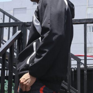 Men Colorblock Zip Up Hooded Sports Jacket Workout Tops - Image 4