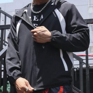 Men Colorblock Zip Up Hooded Sports Jacket Workout Tops - Image 5