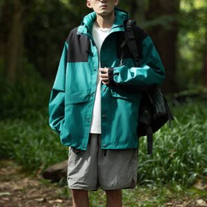 Boyfriend Style Men Colorblock Drop Shoulder Drawstring Hooded Sports Jacket Workout Tops - Image 4