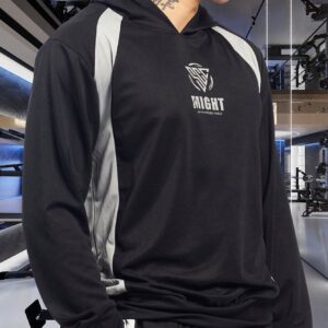 Men Letter Graphic Contrast Panel Hooded Sports Sweatshirt Hoodie Men Sweatshirt