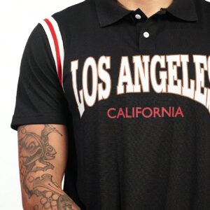Boyfriend Style Men Letter Graphic Striped Trim Sports Polo Shirt Workout Tops Golf Shirt - Image 4