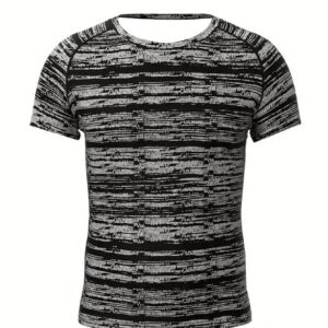 Men Space Dye Raglan Sleeve Sports Tee Workout Tops