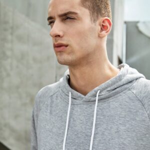 Men 1pc Raglan Sleeve Drawstring Sports Hoodie & 1pc Sweatpants, Athletic Suit, Tracksuit Workout Set - Image 6