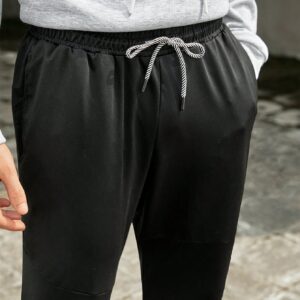 Men 1pc Raglan Sleeve Drawstring Sports Hoodie & 1pc Sweatpants, Athletic Suit, Tracksuit Workout Set - Image 7