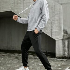 Men 1pc Raglan Sleeve Drawstring Sports Hoodie & 1pc Sweatpants, Athletic Suit, Tracksuit Workout Set - Image 4