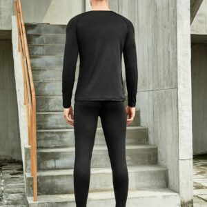 1pc Men Solid Sports Tee & 1pc Sports Leggings, Athletic Suit, Tracksuit Workout Set - Image 3