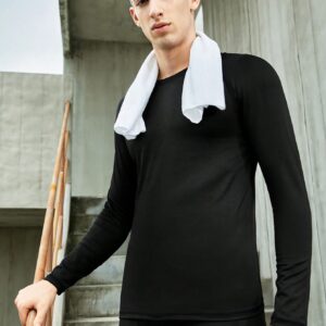 1pc Men Solid Sports Tee & 1pc Sports Leggings, Athletic Suit, Tracksuit Workout Set - Image 4
