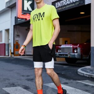 Men Letter Graphic 2 In 1 Sports Shorts With Phone Pocket Jogger Shorts - Image 6