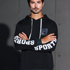 Men Letter Graphic Drawstring Sports Hoodie Men Sweatshirt - Image 5