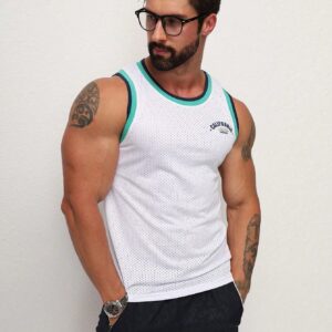 Boyfriend Style Men Letter Graphic Striped Trim Sports Tank Top Tank Top Pack
