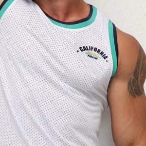 Boyfriend Style Men Letter Graphic Striped Trim Sports Tank Top Tank Top Pack - Image 3