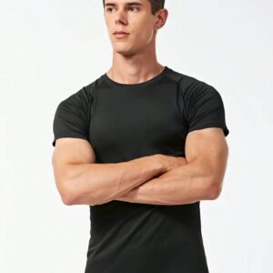 4pcs Men Solid Sports Tee Workout Tops - Image 5