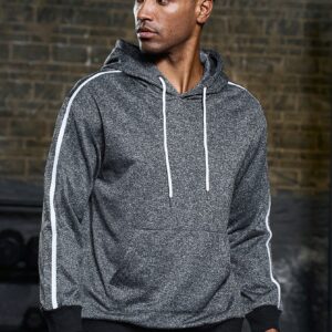 Men Contrast Tape Kangaroo Pocket Drawstring Hooded Sports Sweatshirt Hoodie Men Sweatshirt