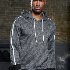 Men Contrast Tape Kangaroo Pocket Drawstring Hooded Sports Sweatshirt Hoodie Men Sweatshirt - Image 4