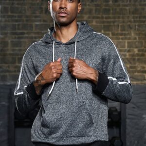 Men Contrast Tape Kangaroo Pocket Drawstring Hooded Sports Sweatshirt Hoodie Men Sweatshirt - Image 5