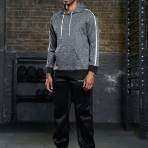 Men Contrast Tape Kangaroo Pocket Drawstring Hooded Sports Sweatshirt Hoodie Men Sweatshirt - Image 6