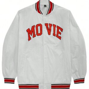 Men Letter Graphic Striped Trim Slant Pockets Bomber Jacket Workout Tops