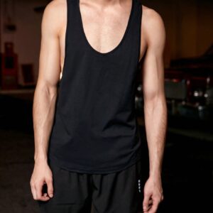 Boyfriend Style Men 1pc Solid Racer Back Sports Tank Top Workout Tops - Image 3