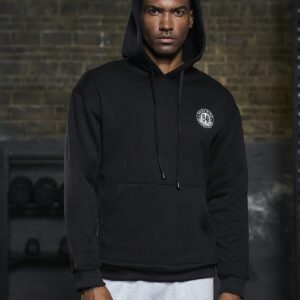 Boyfriend Style Men Letter Graphic Kangaroo Pocket Drawstring Sports Hoodie Boyfriend Style Men Sweatshirt