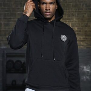 Boyfriend Style Men Letter Graphic Kangaroo Pocket Drawstring Sports Hoodie Boyfriend Style Men Sweatshirt - Image 3