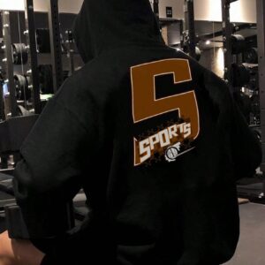 Men Letter Graphic Drawstring Sports Hoodie Men Sweatshirt - Image 3