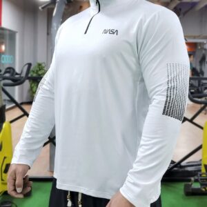 Men Letter Graphic Quarter Zip Sports Jacket Workout Tops - Image 4