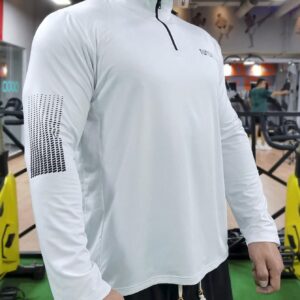 Men Letter Graphic Quarter Zip Sports Jacket Workout Tops - Image 5