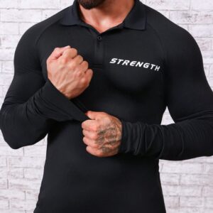 Men Letter Graphic Raglan Sleeve Polo Shirt Workout Tops Golf Shirt - Image 5