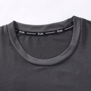 Men Letter Graphic Top-Stitching Detail Sports Tee Workout Tops Short Sleeve Workout Men Active Wear - Image 4