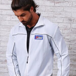 Men Letter Graphic Contrast Piping Zip Up Sports Jacket Workout Tops - Image 4
