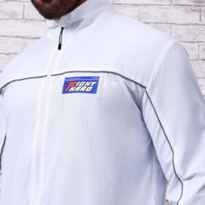 Men Letter Graphic Contrast Piping Zip Up Sports Jacket Workout Tops - Image 6