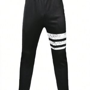 Boyfriend Style Men Striped & Dalmatian Print Sports Pants - Image 4