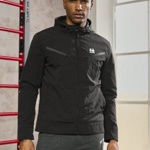 Men Mountain Graphic Zip Up Hooded Sports Jacket - Image 3