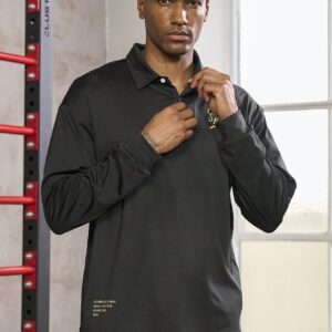 Boyfriend Style Men Slogan Graphic Polo Neck Sports Polo Shirt Workout Tops Golf Shirt - Image 5