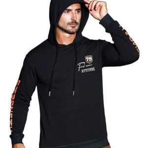 Men Letter Graphic Drawstring Sports Hoodie Men Sweatshirt - Image 5