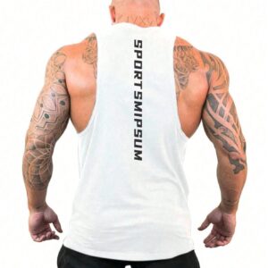 Boyfriend Style Men Letter Graphic Sports Tank Top Workout Tops
