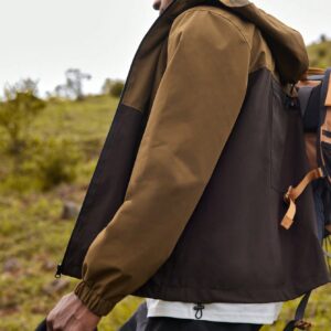 Men Letter Graphic Two Tone Zip Up Hooded Sports Jacket - Image 3