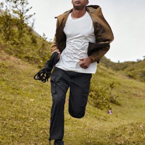 Men Letter Graphic Two Tone Zip Up Hooded Sports Jacket - Image 8