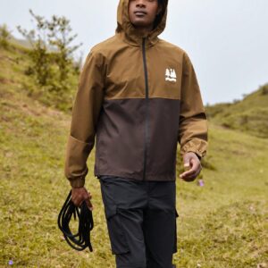 Men Letter Graphic Two Tone Zip Up Hooded Sports Jacket - Image 11