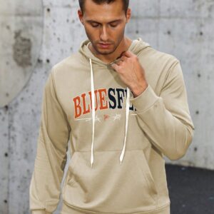 Men Letter Graphic Kangaroo Pocket Drawstring Sports Hoodie Men Sweatshirt - Image 3