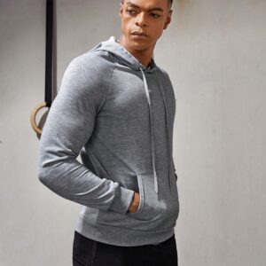 Men Letter Graphic Kangaroo Pocket Drawstring Sports Hoodie Men Sweatshirt - Image 3
