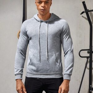 Men Letter Graphic Kangaroo Pocket Drawstring Sports Hoodie Men Sweatshirt - Image 4