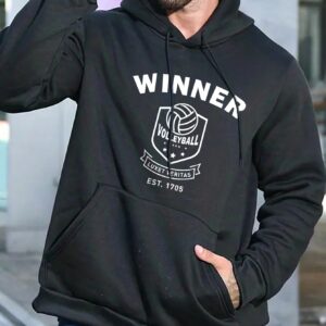 Boyfriend Style Men Letter Graphic Drawstring Sports Hoodie Boyfriend Style Men Sweatshirt - Image 3