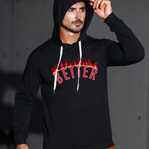 Men's Letter Printed Drawstring Hooded Sweatshirt For Sports Hoodie Men Sweatshirt